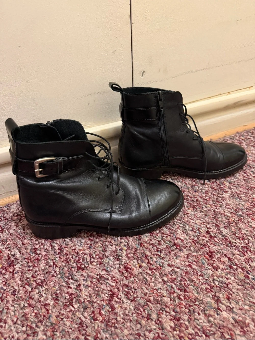 Jonak Black Leather Lace-Up Men’s Ankle Boots